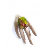 Unusual Green Ring with Red, Oversized,